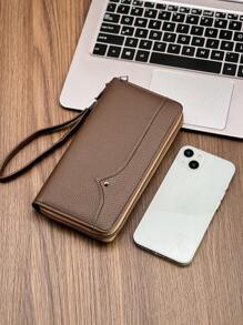 HOVI'S Vintage Style Minimalist Long Wallet, Large Capacity Business/Office Commuting Multi-Card Slot Zipper Wallet For Men & Women