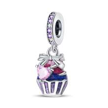 1pc Silver Plated Cake Afternoon Tea Pendant Candy Pendant Poached Egg Pendant French Fries Pendant Donut Pendant Coffee Pendant Suitable For Original 3mm Bracelets And Bangles DIY Beads Suitable For Ladies Birthday Fine Jewelry Gifts
