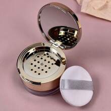 Customized Name High-Quality Cylindrical Makeup Puff Box Equipped With Mirror Acrylic Powder Puff Case Holder With Cosmetic Puff Great Beauty Tool For All Ages Suitable For Daily Makeup Routines And Travel-Friendly Use Dustproof Design,For Holiday Beach, Bathroom Collection, Bedroom Collection, Large Capacity