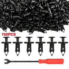 150pcs ATV UTV Body Fastener Rivets Push Pin, Nylon Bumper Fastener Rivet Clips 8mm Push-Type Nylon Bumper Fastener Rivet Expansion Screws Replacement Kit, Plastic Fenders Clips, With Fasteners Remover