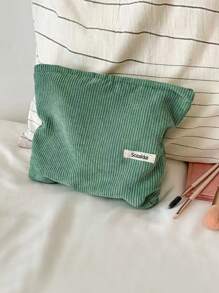 1 pieza Bolsa de maquillaje de pana (sin colgante de pollo), bolsa de aseo de viaje, estuche de lápices, bolsa de almacenamiento, estilo minimalista, textura suave, tela duradera, uso versátil, de vuelta a la escuela, mujeres, estudiantes, maestros, con estilo, práctico, portátil, ligero, funcional, regalo para ella, regalo de graduación, regalo de cumpleaños, para vacaciones en la playa, colección de baño, colección de dormitorio, gran capacidad.