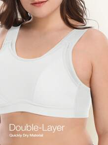 Wingslove Adjustable Wide Strap Plus Size Wireless Sports Bra, High Support Suitable For Large Bust, Perfect For Yoga And Workout - White - View 4