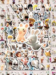 110 piezas de Pegatinas de dibujos animados lindos, pegatinas creativas de conejo loco, pegatinas lindas de bricolaje, apropiadas para scrapbooks, parachoques, cascos, decoración de pegatinas para portátil