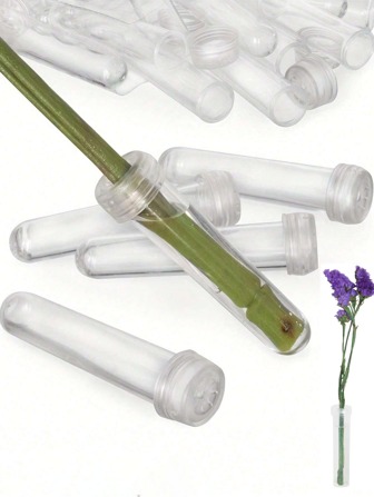 20/50/100pcs Transparent Leak-Proof Floral Water Tubes + Sealed Caps, Mother's Day Preserved Flower Freshness Saver, Spring/Summer Flower Arranging Tool, Graduation Party Decor, Home Decor, Wedding Centerpiece, Preserved Flower Vase Decor, Home Decoration