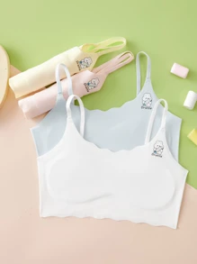 5 Pieces Of Multi-Colored Girls' Underwear Primary School Junior High School Students Development Bra Leisure Sports Anti-Slip Anti-Dew Point Summer Ice Silk Girls' Halter Small Vest - Multicolor - View 3