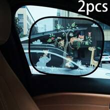 2pcs Car Window Sun Shades, Thick Static Mesh Double Layer Sun-Proof Heat Insulation Sunshade - one-size - View 14