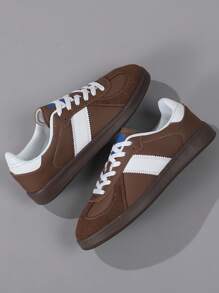 Men's Retro Casual Soft Sole Shoes, Lightweight Lace-Up Round Toe Sneakers, Plus Size 46, Suitable For All Seasons