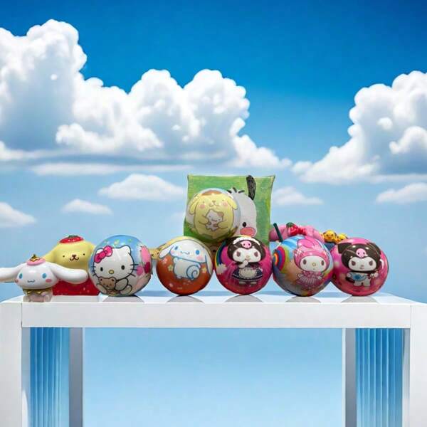 Sanrio 1pc.Sanrio Genuine Authorized Bouncy Ball Culomi Toy Ball Sports Decompression Outdoor Small Leather Ball PU High Elasticity Cartoon Style Random
