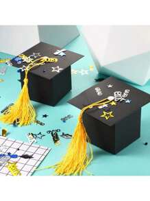 50/30 /10 PCS Creative Bachelor's Cap Candy Box 2025 Graduation Cap Gift Boxes With Tassel Theme Graduation Party Decoration. Gift Packaging Paper Box - Multicolor - View 6