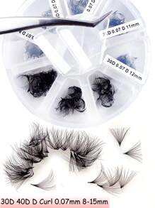 360-560pcs 20D 30D 40D Pre-Made Fluffy Eyelash Extensions Mixed Tray, D Curl 0.07mm 8-15mm Mixed Length Pre-Made Eyelash Clusters, Handmade Loose Eyelash Clusters With Thin Base (20D 30D 40D -0.07mm D, 8-15mm) - D - View 1
