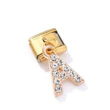 1/5/10pcs Elegant Fashion Gold Zirconia Crystal Heart, Letter, Leaf, Butterfly Pendant Modules - Ideal For DIY Bracelets, Rings, Gift