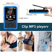 جهاز تشغيل MP3 قابل للتثبيت سعة 32 جيجا بايت مع بلوتوث 5.0، جهاز تشغيل موسيقى SWOFY M10، يدعم بطاقة TF حتى 128 جيجا بايت، مناسب للرياضة، راديو اف ام، خاصية عداد الخطوات، تشغيل عشوائي للصوت