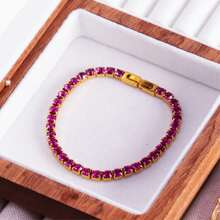 1 件不锈钢 Ins 风格方晶锆石镶嵌网球手链，适合女性的多功能日常佩戴配饰