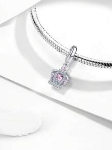 1PC 925 Prata Esterlina Coroa Com Pingente De Diamantes Adequado Para Pulseiras DIY Jóias Femininas
