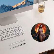 1 Pc Of Charming Beauty Design Mouse Pad, Durable, Lightweight, Easy To Carry, Suitable For Office And Games, 8*8 Inches, Strong Adhesion, Close To The Desktop, Ultra-Thin Design, Smooth And Comfortable Operation, Rubber Material, No. Ytz1515, Product Without Watermark