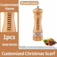 1pc Personalized Pepper Grinder With Customized Name Engraving, Practical Mother's Day/Father's Day Gift For Parents, Wooden Pasta, Steak, Pizza Seasoning Mill, Manual Home Cooking Spice Grinder Bottle, Christmas Decor & Camping Accessory - Pepper Grinder - View 3