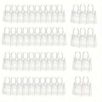 1/5/10/20/30/40/50 件可重复使用透明 PVC 礼品袋带手柄 - 非常适合复活节、母亲节、婚礼和生日 - 多用途购物和派对礼品袋透明袋