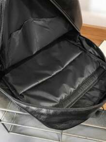 Large Capacity Backpack For Men, Business Commuter Laptop Bag, PU Leather College Student School Bag, Casual Travel Pack Office Bag