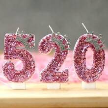 1 Stück Kerzen in Krone-Thema mit pinkem Glitzer in den Zahlen 0-9 für Geburtstagskuchen Dekoration, stimmungsvolle Geburtstags-Backdekoration zum Einstecken, geeignet für Mädchen, Göttinnen, Prinzessinnen, Frauenpartys, Geburtstage, Hochzeitsjubiläen