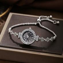 1 件学生数字圆形表盘精致石英表，配有可调节表带，适合作为情人节礼物 - 均碼 - 查看 8