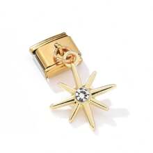 1/5/10pcs Elegant Fashion Gold Zirconia Crystal Heart, Letter, Leaf, Butterfly Pendant Modules - Ideal For DIY Bracelets, Rings, Gift