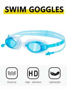 1 件装防雾防水硅胶卡通游泳镜带耳塞，适合游泳训练和休闲，男女节日礼物，沙滩必需品，沙滩配件，泳池浮板 - 彩色 - 查看 14