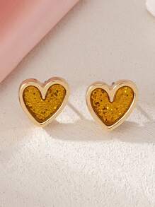 1 Pair/Set Fashionable & Elegant Alloy Heart Shaped Multi-Color Versatile Delicate Sweet Stylish Earrings, Suitable For Women To Wear On Holidays And Gatherings - Multicolor - View 10