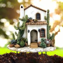 Speelse tuinkunst Speelse cactushuistuinpaal - Acryl zonnevanger voor plantenbakken en gazons, decoratieve kunststijl, geen stroom nodig, perfect cadeau voor huis- en tuindecoratie, tuindecoraties