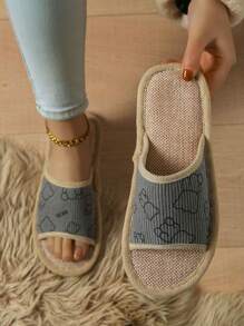 Women's Fabric Linen Slippers, Suitable For Indoor Use Year-Round, Spring/Summer/Autumn/Winter