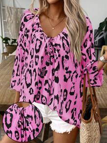 KeKe Bloomly 女士时尚豹纹宽松开衫，通勤、约会、派对、海滩、度假等场合皆宜