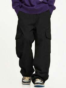 1 pièce Pantalon droit style casual poche, style de rue pour garçon/ado garçon, mode, convient pour l'automne/hiver