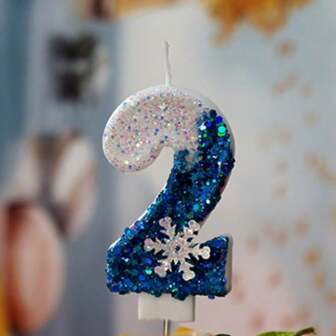 Blue & White Snowflake Digital Birthday Candles, Creative Numbered 0-9 Party Candles For Cake Decoration, Children Boys Girls Favorite Candle Set, Suitable For Wedding, Holiday, Birthday Party, Table Photography Prop