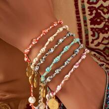 1pc Handmade Boho-Style Jesus Copper Tag EPE Foam Rope Bracelet, Ascension Day Gift, Perfect Jewelry For Men & Women