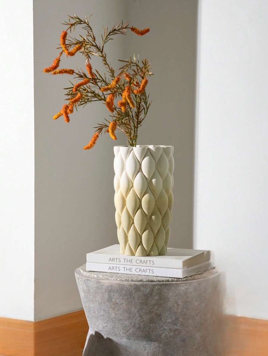 Vase en céramique imprimé en 3D avec un toucher haut de gamme, accents de décoration d'intérieur de style Ins pour le bureau, l'appartement, la chambre d'étudiant