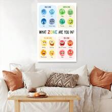 1 Pc Framed Therapy Office Decor Zones Of Regulation Poster Mental Health Poster Wall Art Textured Canvas Poster Painting Wall Decor For Bedroom Living Room, Ready To Hang - 黑色 - 查看 5