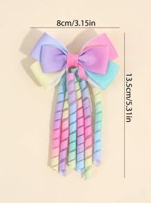 2 Stück Mädchen Regenbogen Farbverlauf Haarschleifen mit Quaste, süße, niedliche Haarspangen, Haarschleifen für Mädchen für Alltag und Party, modische Haarzubehör