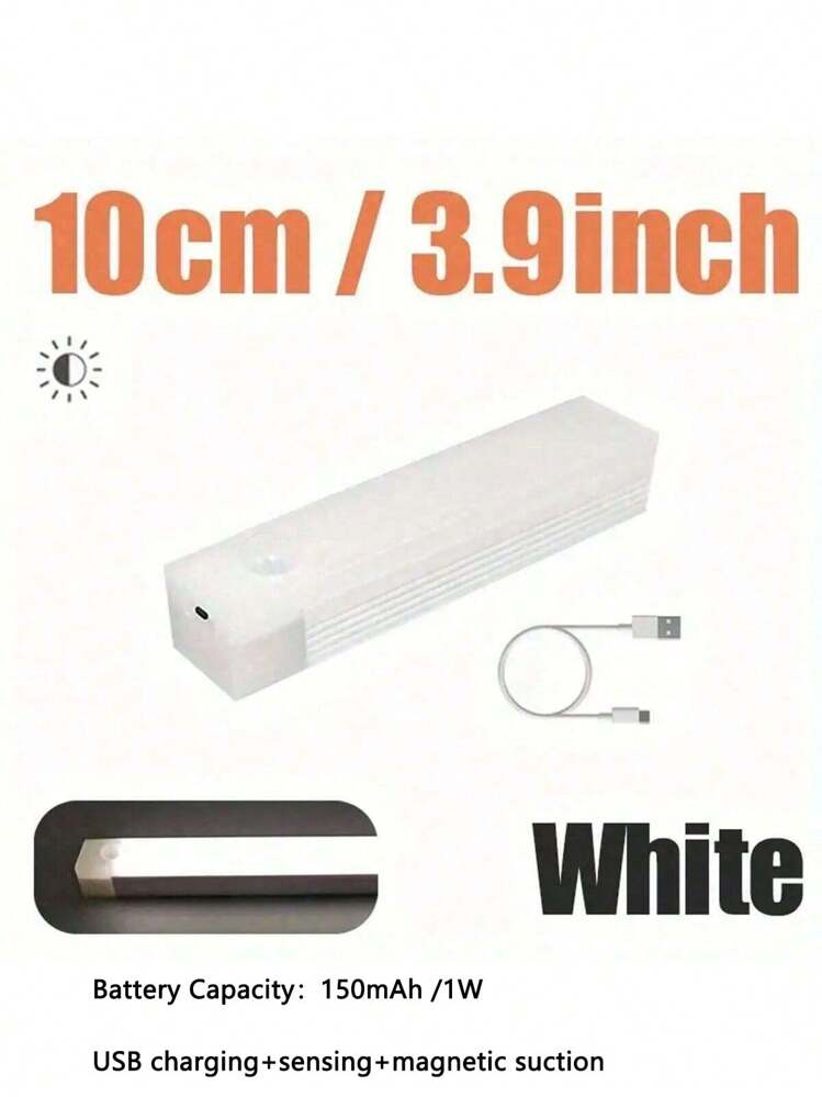 1pc Wireless Sensor LED Light Strip, Rechargeable Magnetic Sensor Night Light, Suitable For Cabinet, Corridor, Kitchen, Stairs, Wardrobe And Other Home Decor - White - View 11