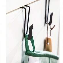 2 Heavy Duty Cast Iron Door Hooks - Cute Cat Shaped Door Hooks, Easy To Install, No Tools Required, Space-Saving Organizer For Entryway, Bathroom, Kitchen, Closet - Sturdy Hooks For Hats, Towels, Robes, Bags - Perfect Gift For Cat Lovers, Bathroom Storage, Fun Decoration, Durable Hooks, No Wall Hooks, Home Organizer - 鐵*2 - 查看 7