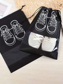 10 szt. Pyłoszczelne torby do przechowywania butów, torby do przechowywania butów ze ściągaczem, odpowiednie do podróży, na korytarz, do sypialni, do akademika, uniwersalne torby do przechowywania dla dzieci i dorosłych, niezbędne rzeczy do szkoły, (szary/czarny)