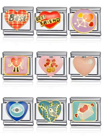 1 pieza Componente colgante de joyería de acero inoxidable 2025 de moda con forma geométrica de ojo de corazón y flecha, adecuado como regalo para amigos, familia, fiesta y uso diario