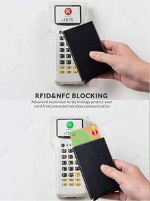 Rfid Bank Credit Card Holder Men Wallets Metal Wallet For Men Cardholder Case Minimalist Metal Case RFID Blocking Cardholder Aluminium Alloy Black Wallets Male Card Case Business Casual Fashion Wallets, Gift For Father, Friend, Boyfriend, Father's Day, Valentine's Day, Birthday - Multicolor - View 7