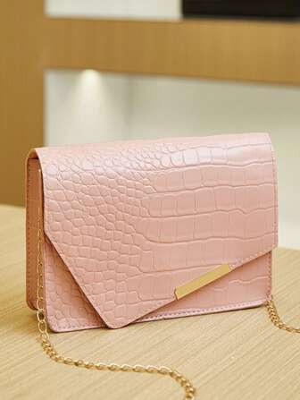 Fashionable Women Mini Crossbody Bag, Crocodile Texture Chain Shoulder Handbag