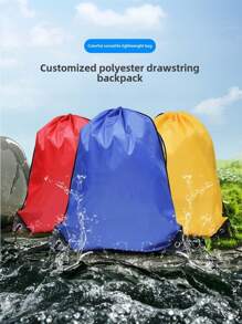 Polyester Drawstring Backpack - Multi-Color Large Bag For Travel, Gym And Storage (Random Color) - Multicolor - View 2