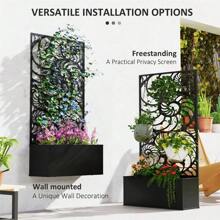 Garden Bed Galvanized Planter Garden Bed With Privacy Pan Metal Construction With Powder Coating Black