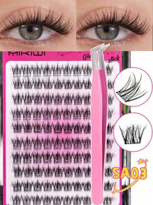 100 片 C 卷自粘睫毛，自然纤细，预粘睫毛簇，无需胶水，按压睫毛，易于粘贴，睫毛簇，睫毛簇，单根睫毛，睫毛，假睫毛 - 黑色 - 查看 12