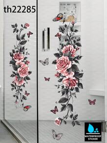 1 miếng dán tường cửa phòng tắm hình hoa hồng bướm bằng nhựa PVC chống thấm nước, miếng dán bồn tắm, miếng dán kính gương hình hoa hồng bướm hai mặt, miếng dán tường nền phòng ngủ tự dính, hình nền 11,81 * 11,81 inch, dùng để trang trí nhà, đồ trang trí phòng tắm, vật dụng trang trí mùa xuân, làm mới ngôi nhà của bạn, miếng dán, thảm trải sàn, đồ trang trí mùa thu, phụ kiện phòng tắm - Nhiều màu - Xem 10