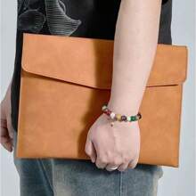 1pc Leather A4 File Folder/Document Bag, Water-Resistant And Easy-To-Clean For Office/Outdoor Use - Brown - View 4