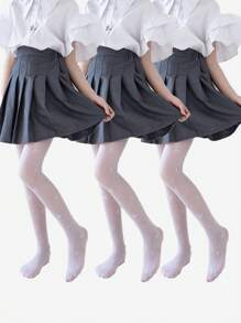 1/3pcs Kids Spring/Summer Pantyhose, Cartoon Butterfly Print, Classic Black, White, Skin-Color, Suitable With JK Skirt For Daily Wear - Multicolor - View 14