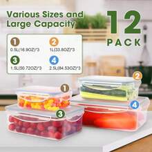 3/4/8/12pcs Food Storage Containers With Lids, Meal Prep, Kitchen Storage Containers, Lunch Bento Box, Leakproof, Airtight Plastic Lunch Boxes, Suitable For Microwave, Oven, Fridge And Dishwasher