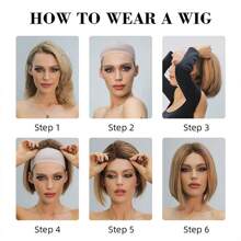 4 件套 28 英寸渐变棕色波浪蕾丝前假发，合成纤维，耐热，设计优雅 - 金色 - 查看 10